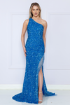 Load image into Gallery viewer, LA Merchandise LAY8984 One Shoulder Sexy Sequin Dress with Fringe - BLUE - LA Merchandise