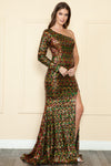 Load image into Gallery viewer, LA Merchandise LAY9022 One Shoulder Sequin Dress - BLACK GOLD - LA Merchandise