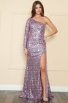 Load image into Gallery viewer, LA Merchandise LAY9022 One Shoulder Sequin Dress - WHITE MULTI - LA Merchandise