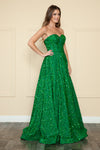Load image into Gallery viewer, LA Merchandise LAY9152 Strapless Sequin A-Line Corset Formal Evening Gown - GREEN - LAY