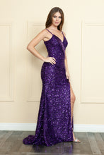 Load image into Gallery viewer, La Merchandise LAY9154 Sequined Mermaid Dress w/ Fringe - PURPLE - LA Merchandise