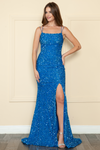 Load image into Gallery viewer, LA Merchandise LAY9158 Dual Spaghetti Strap Corset Sequin Mermaid Prom Gown - BLUE - LAY