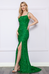 Load image into Gallery viewer, LA Merchandise LAY9158 Dual Spaghetti Strap Corset Sequin Mermaid Prom Gown - JADE - LAY
