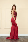 Load image into Gallery viewer, LA Merchandise LAY9162 Sleeveless Embroidered V-Neck Bodycon Prom Gown - BURGUNDY - LAY
