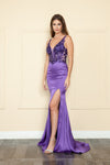 Load image into Gallery viewer, LA Merchandise LAY9162 Sleeveless Embroidered V-Neck Bodycon Prom Gown - PURPLE - LAY