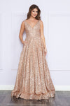 Load image into Gallery viewer, LA Merchandise LAY9168 Sleeveless V-Neck Sequin A-Line Dress - ROSE GOLD - LA Merchandise