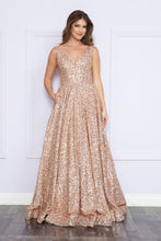 Load image into Gallery viewer, LA Merchandise LAY9168 Sleeveless V-Neck Sequin A-Line Dress