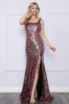 Load image into Gallery viewer, LA Merchandise LAY9174 Sleeveless Scoop Neck Sequin Prom Dress - BLACK MULTI - LAY