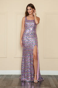 LA Merchandise LAY9174 Sleeveless Scoop Neck Sequin Prom Dress