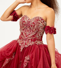 Load image into Gallery viewer, LA Merchandise LA120 Strapless Detachable Sleeves Quince Ball Gown - Burgundy - LA Merchandise