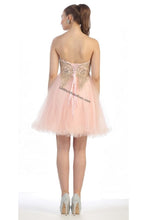 Load image into Gallery viewer, Lace applique &amp; sequins mesh sassy short dress - LA1414 - - LA Merchandise