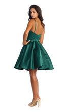 Load image into Gallery viewer, LA Merchandise LA1654 V Neck A-Line Short Satin Dress - - LA Merchandise