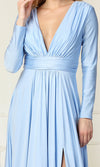 Load image into Gallery viewer, La Merchandise LA1835 V-Neck Long Sleeve Stretchy Bridesmaids Gown - - LA Merchandise