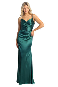 LA Merchandise LA1931 Simple Satin Plus Size Dresses - HUNTER GREEN - LA Merchandise