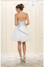 Load image into Gallery viewer, Lace applique &amp; sequins mesh sassy short dress - LA1414 - - LA Merchandise