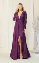 Load image into Gallery viewer, Long Sleeve Stretchy Gown - LA1835 - EGGPLANT - LA Merchandise