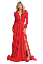 Load image into Gallery viewer, Long Sleeve Stretchy Gown - LA1835 - RED - LA Merchandise