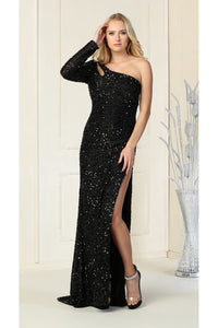 Long Sequin Dress - LA1881 - BLACK - LA Merchandise