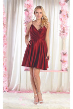 Load image into Gallery viewer, Lace Up Cocktail Dress W/ Pockets - LA1882 - BURGUNDY - LA Merchandise