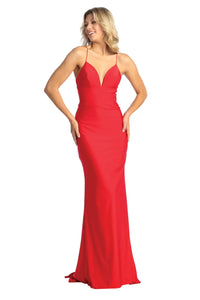 Long Spaghetti Strap Dress - LA1925 - Red - LA Merchandise