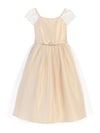 Load image into Gallery viewer, Little Girl Lace &amp; Pearl Dress - LAK621 - Champagne - LA Merchandise