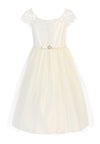 Load image into Gallery viewer, Little Girl Lace &amp; Pearl Dress - LAK621 - Off White - LA Merchandise