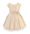 Load image into Gallery viewer, La Merchandise LAK711 Short Sleeve Little Girl Party Dress with Bow - CHAMPAGNE - LA Merchandise