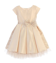 Load image into Gallery viewer, La Merchandise LAK711 Short Sleeve Little Girl Party Dress with Bow - CHAMPAGNE - LA Merchandise