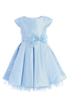 Load image into Gallery viewer, La Merchandise LAK711 Short Sleeve Little Girl Party Dress with Bow - LIGHT BLUE - LA Merchandise