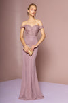 Load image into Gallery viewer, La Merchandise LAS2697 Off the Shoulder Mermaid Chiffon Formal Dress - MAUVE - LA Merchandise