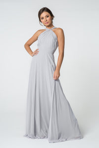 Long Bridesmaids Dress - LAS2816 - SILVER - LA Merchandise