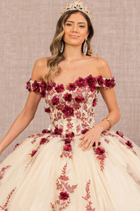 LA Merchandise LAS3105 3D Floral Applique Quince Dress - - Dress LA Merchandise