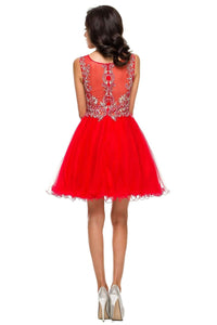 LA Merchandise LAT749 Beaded Hoco Party Cocktail Dress - - Formal Dress Shops