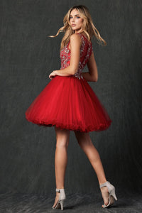 LA Merchandise LAT749 Beaded Hoco Party Cocktail Dress - - Formal Dress Shops