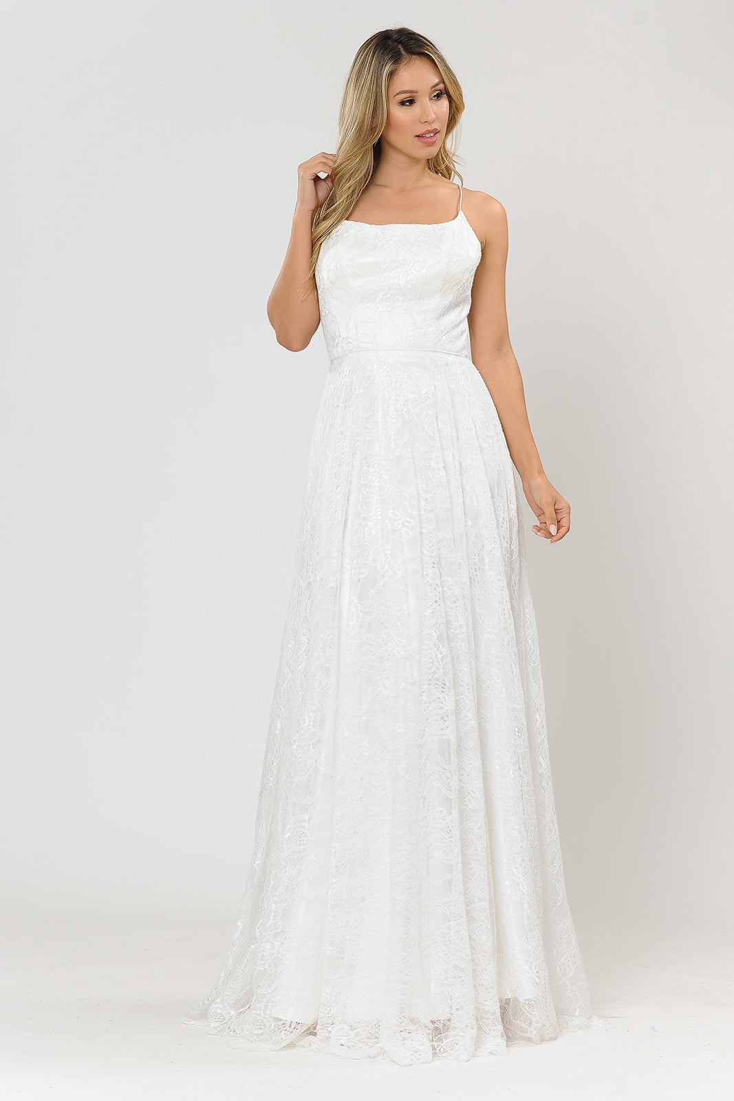 Long Lace Bridal Gown- LAY8592B - Off White Ivory - LA Merchandise