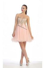 Load image into Gallery viewer, Lace applique &amp; sequins mesh sassy short dress - LA1414 - - LA Merchandise