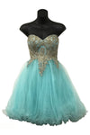 Load image into Gallery viewer, Lace applique &amp; sequins mesh sassy short dress - LA1414 - AQUA - LA Merchandise