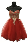 Load image into Gallery viewer, Lace applique &amp; sequins mesh sassy short dress - LA1414 - RED - LA Merchandise