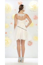 Load image into Gallery viewer, lace applique &amp; rhinestone short mesh bridal dress- LA1429B - - LA Merchandise