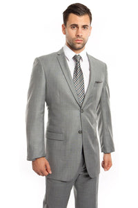 Mens Two Piece Ultra Slim Fit Sharkskin Suit - LA181SSA - SHARK GREY - Mens Suits LA Merchandise