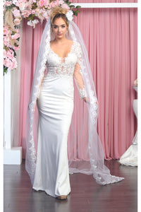 Long Sleeve Bridal Gown & Plus Size - LA7901B - - Dress LA Merchandise