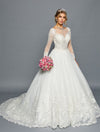 Load image into Gallery viewer, Long Sleeve A-Line Wedding Dress - LADK454 - - Dresses LA Merchandise