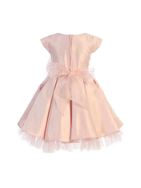 La Merchandise LAK711 Short Sleeve Baby Flower Girl Dress with Bow - Petal Pink - LA Merchandise