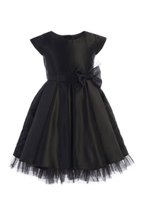 La Merchandise LAK711 Short Sleeve Baby Flower Girl Dress with Bow - Black - LA Merchandise
