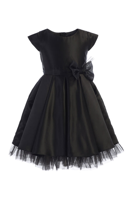 La Merchandise LAK711 Short Sleeve Baby Flower Girl Dress with Bow - Black - LA Merchandise