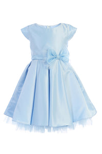 La Merchandise LAK711 Short Sleeve Baby Flower Girl Dress with Bow - Light Blue - LA Merchandise