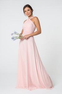 Long Bridesmaids Dress - LAS2816 - BLUSH - LA Merchandise