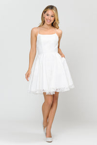 Lace Bridesmaids Short Dress - LAY8388 - OFF WHITE - LA Merchandise