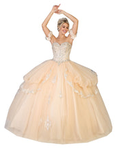 Load image into Gallery viewer, LA Merchandise LA120 Strapless Detachable Sleeves Quince Ball Gown - Champagne - LA Merchandise