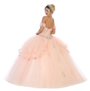 LA Merchandise LA120 Strapless Detachable Sleeves Quince Ball Gown - - LA Merchandise
